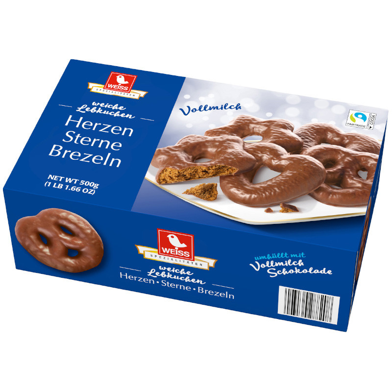 Weiss Herzen/Sterne/Brezeln Vollmilch 500 g